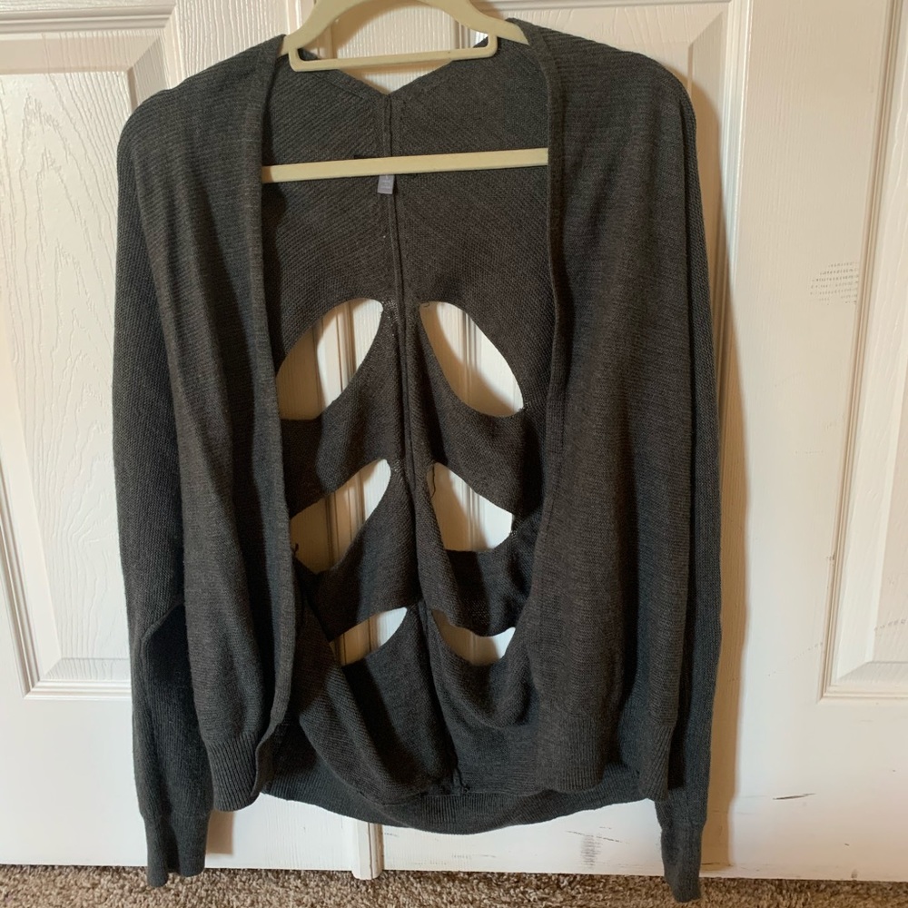 Grey Cut-Out Cardigan